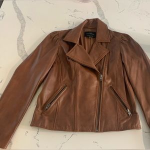 Leather moto jacket lucky brand